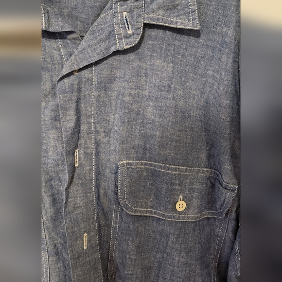 VINTAGE Playback Designed by Tom Tailor Men's Long Sleeve Button Down Denim - Picture 2 of 7